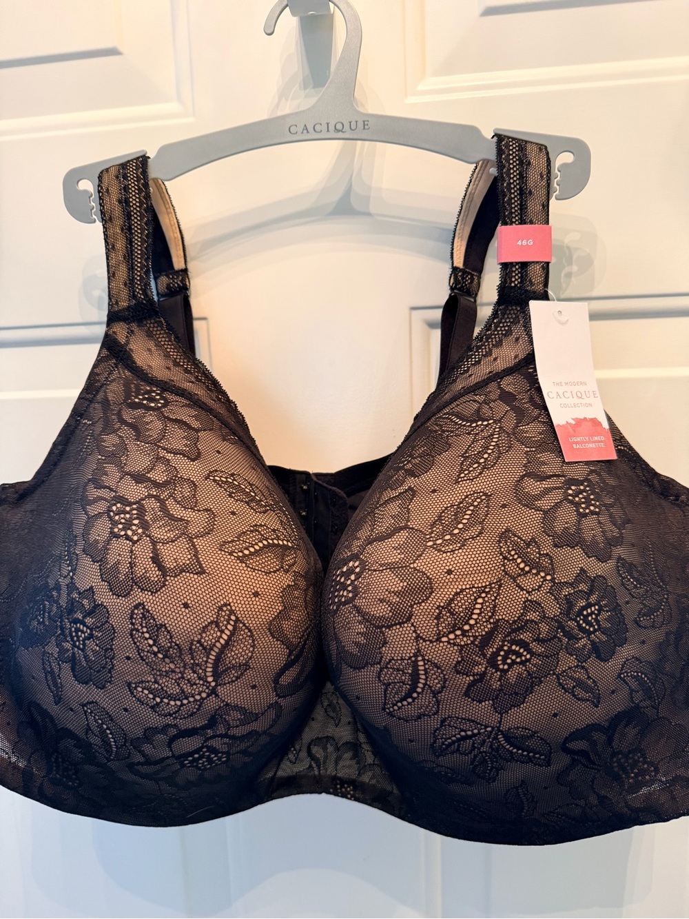 Cacique Black Lace Bra Lightly Lined Balconette